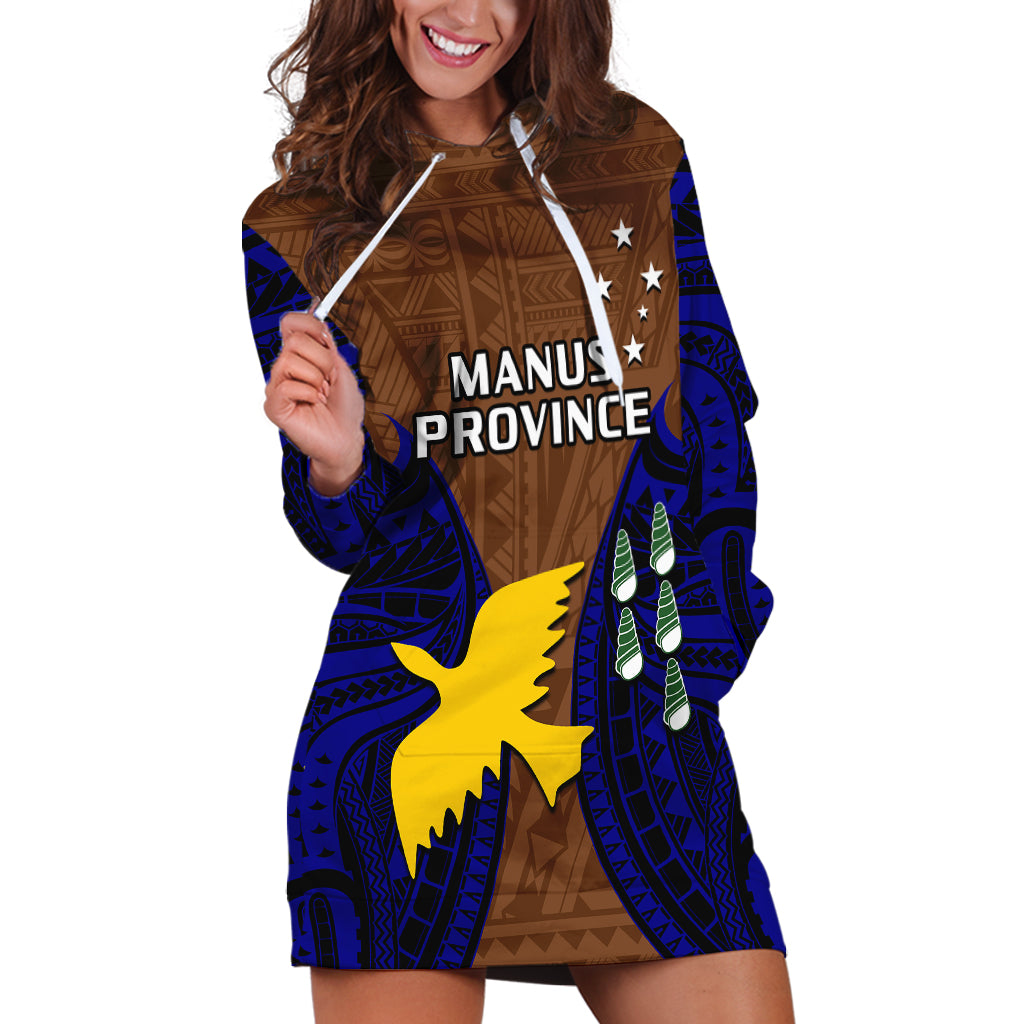 (Custom Personalised) Papua New Guinea Hoodie Dress Manus Province Mix Coat Of Arms Polynesian Art - Wonder Print Shop