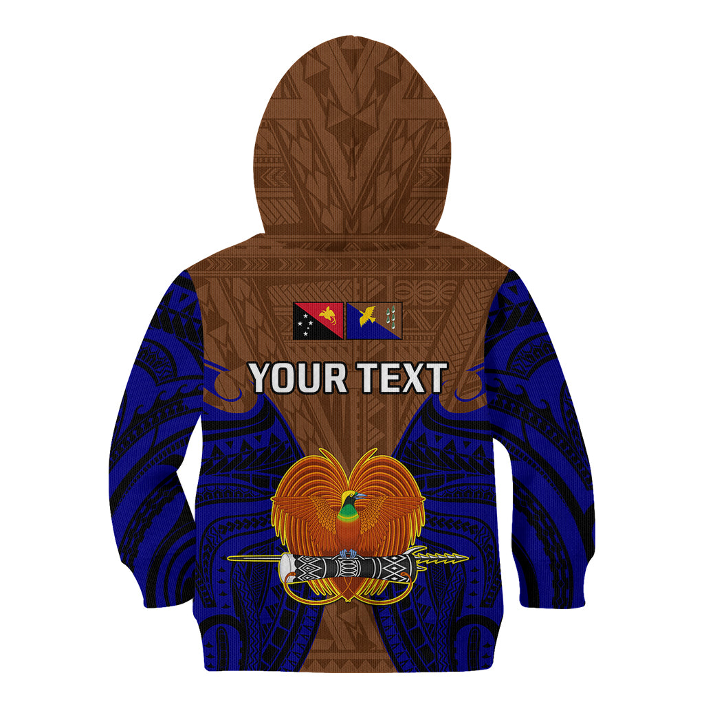 (Custom Personalised) Papua New Guinea Kid Hoodie Manus Province Mix Coat Of Arms Polynesian Art - Wonder Print Shop