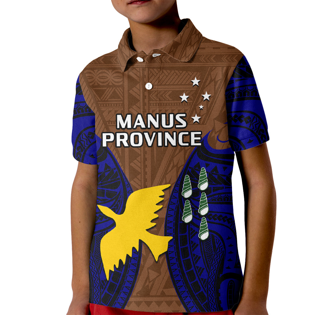 Custom Papua New Guinea Polo Shirt for Kid Manus Province Mix Coat Of Arms Polynesian Art - Wonder Print Shop