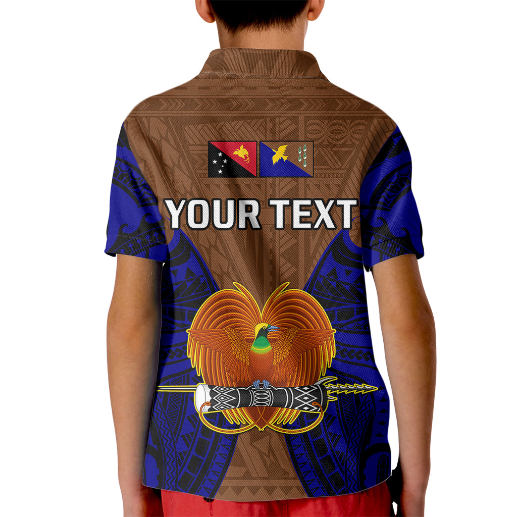 Custom Papua New Guinea Polo Shirt for Kid Manus Province Mix Coat Of Arms Polynesian Art - Wonder Print Shop