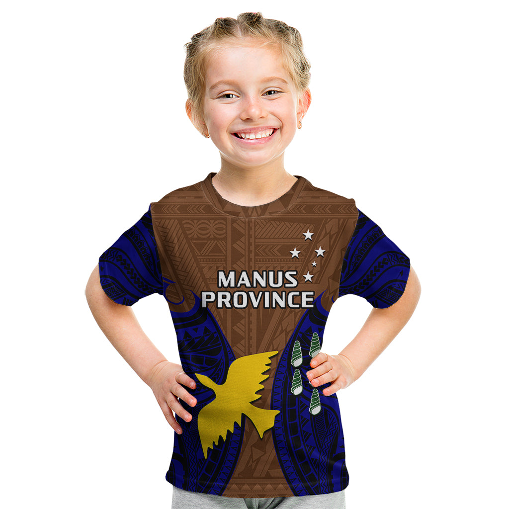 (Custom Personalised) Papua New Guinea Kid T Shirt Manus Province Mix Coat Of Arms Polynesian Art - Wonder Print Shop