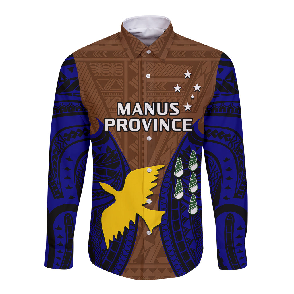 (Custom Personalised) Papua New Guinea Long Sleeve Button Shirt Manus Province Mix Coat Of Arms Polynesian Art - Wonder Print Shop
