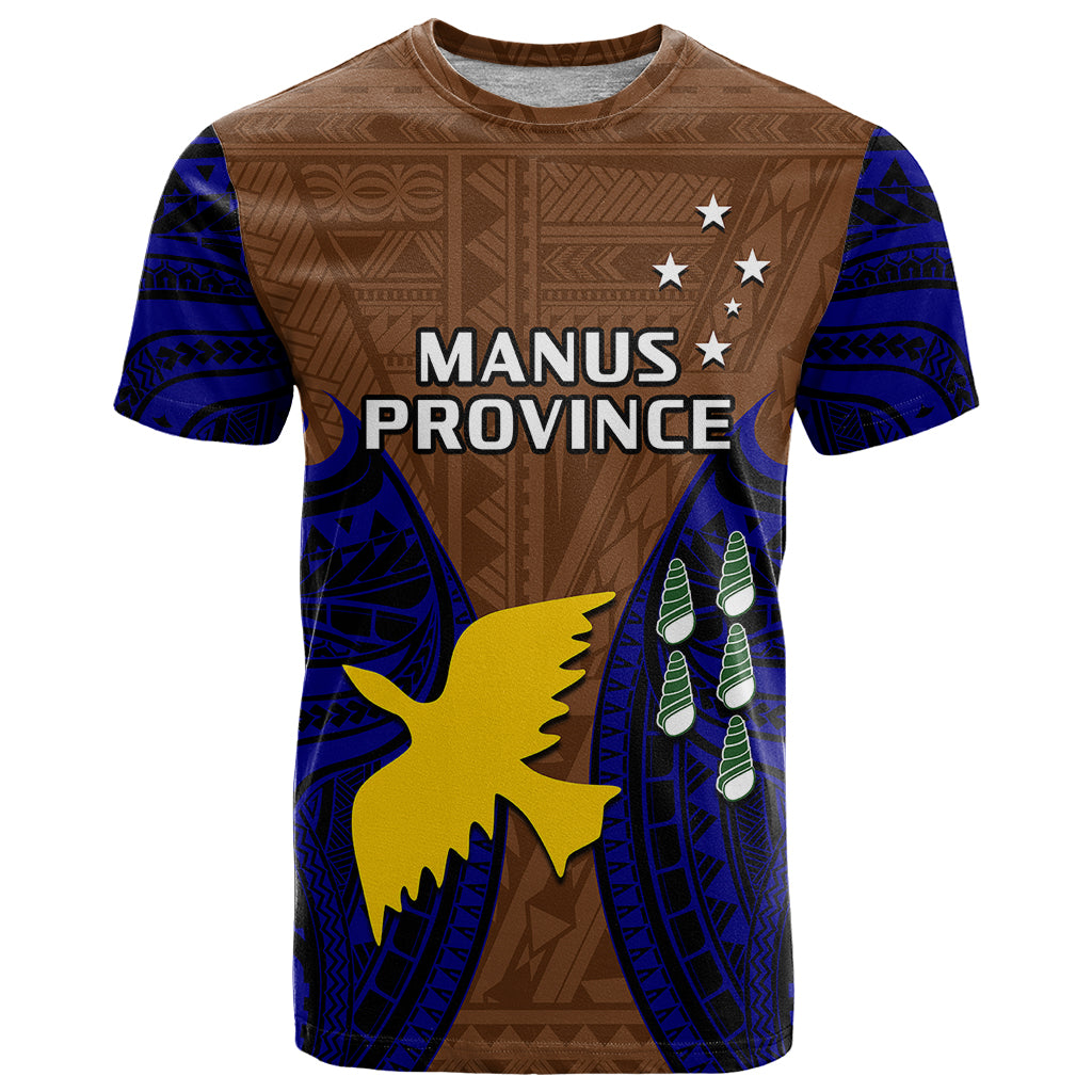 Custom Papua New Guinea T Shirt Manus Province Mix Coat Of Arms Polynesian Art - Wonder Print Shop