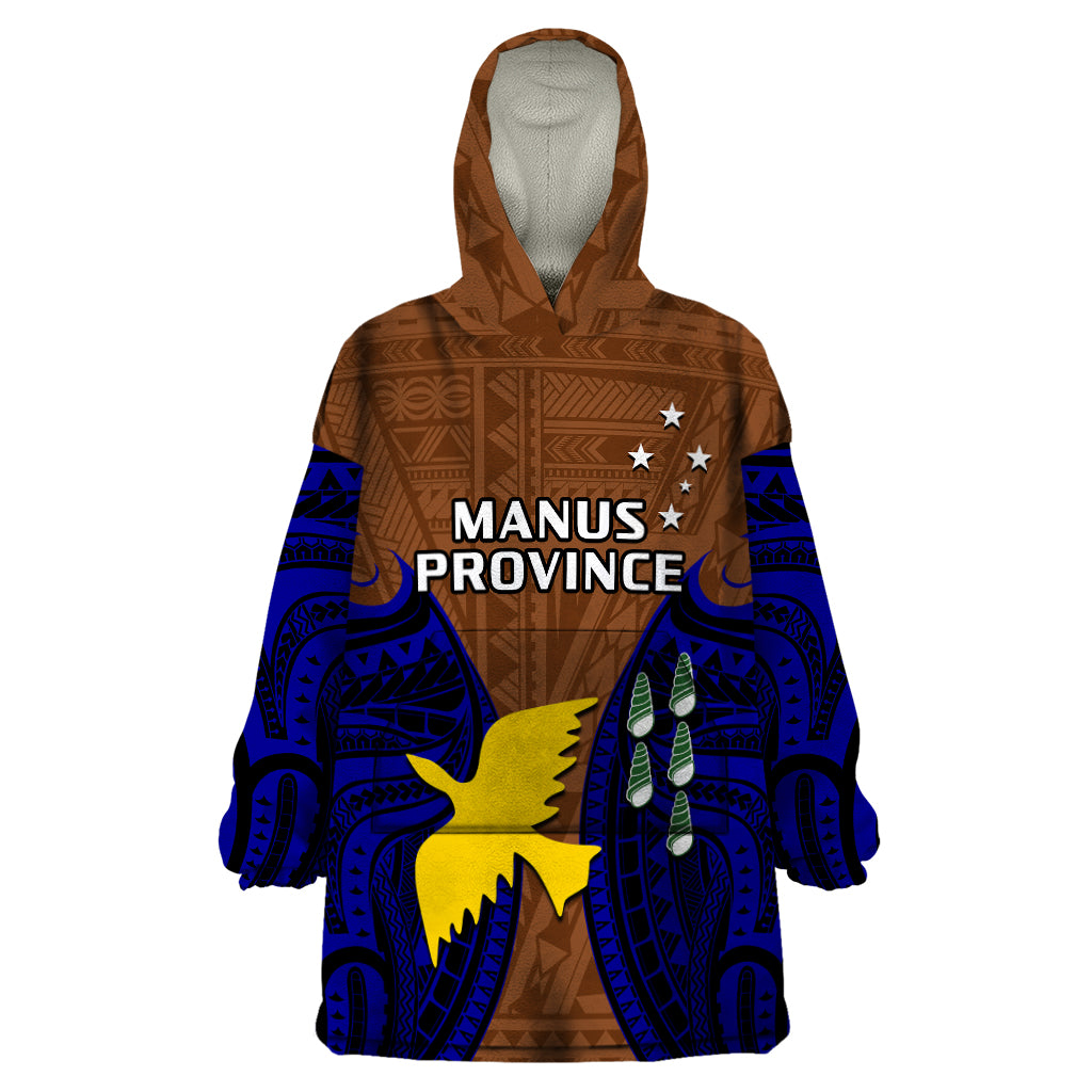 (Custom Personalised) Papua New Guinea Wearable Blanket Hoodie Manus Province Mix Coat Of Arms Polynesian Art - Wonder Print Shop