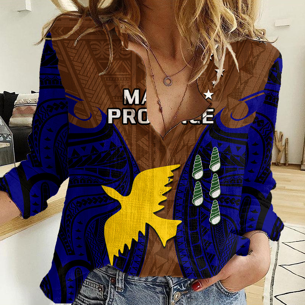 (Custom Personalised) Papua New Guinea Women Casual Shirt Manus Province Mix Coat Of Arms Polynesian Art - Wonder Print Shop