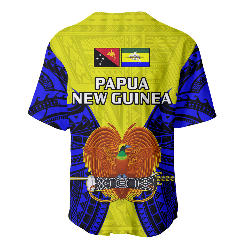 Papua New Guinea Baseball Jersey Morobe Province Mix Coat Of Arms Polynesian Art - Wonder Print Shop