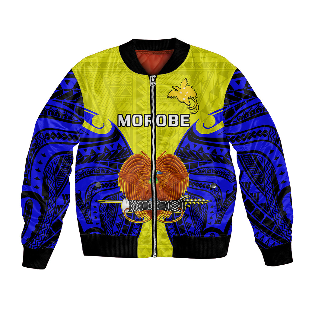 Papua New Guinea Bomber Jacket Morobe Province Mix Coat Of Arms Polynesian Art - Wonder Print Shop