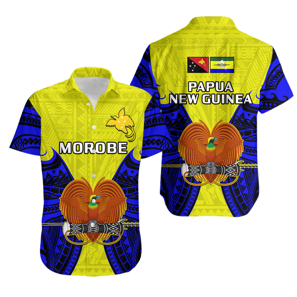 Papua New Guinea Hawaiian Shirt Morobe Province Mix Coat Of Arms Polynesian Art - Wonder Print Shop
