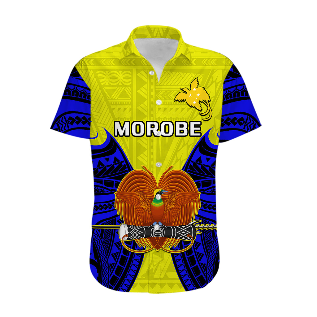 Papua New Guinea Hawaiian Shirt Morobe Province Mix Coat Of Arms Polynesian Art - Wonder Print Shop
