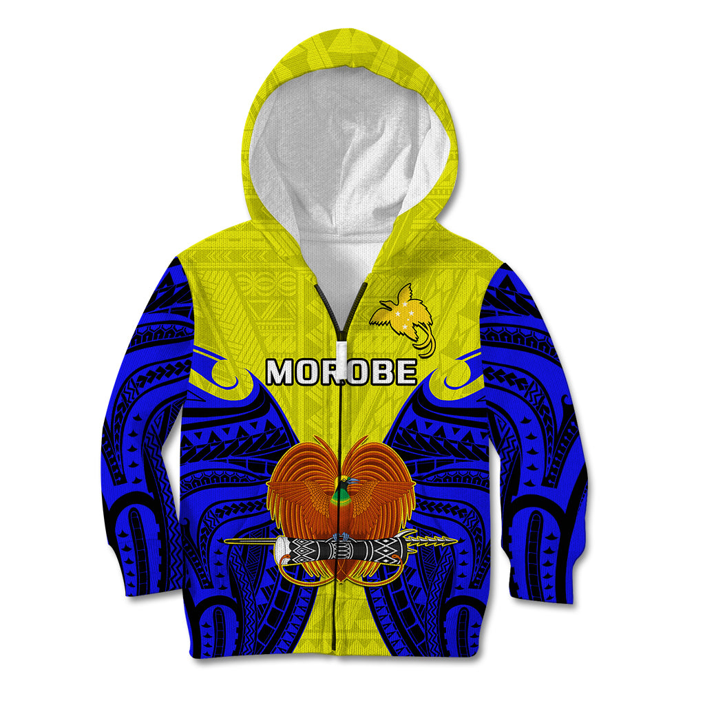 Papua New Guinea Kid Hoodie Morobe Province Mix Coat Of Arms Polynesian Art - Wonder Print Shop