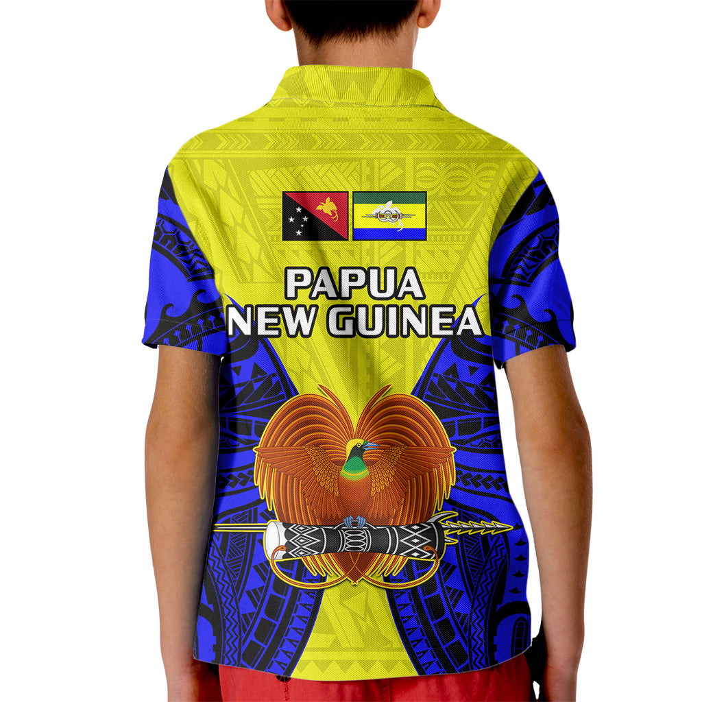 Papua New Guinea Polo Shirt for Kid Morobe Province Mix Coat Of Arms Polynesian Art - Wonder Print Shop