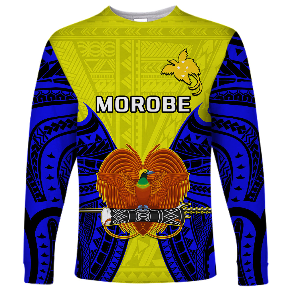 Papua New Guinea Long Sleeve Shirt Morobe Province Mix Coat Of Arms Polynesian Art - Wonder Print Shop