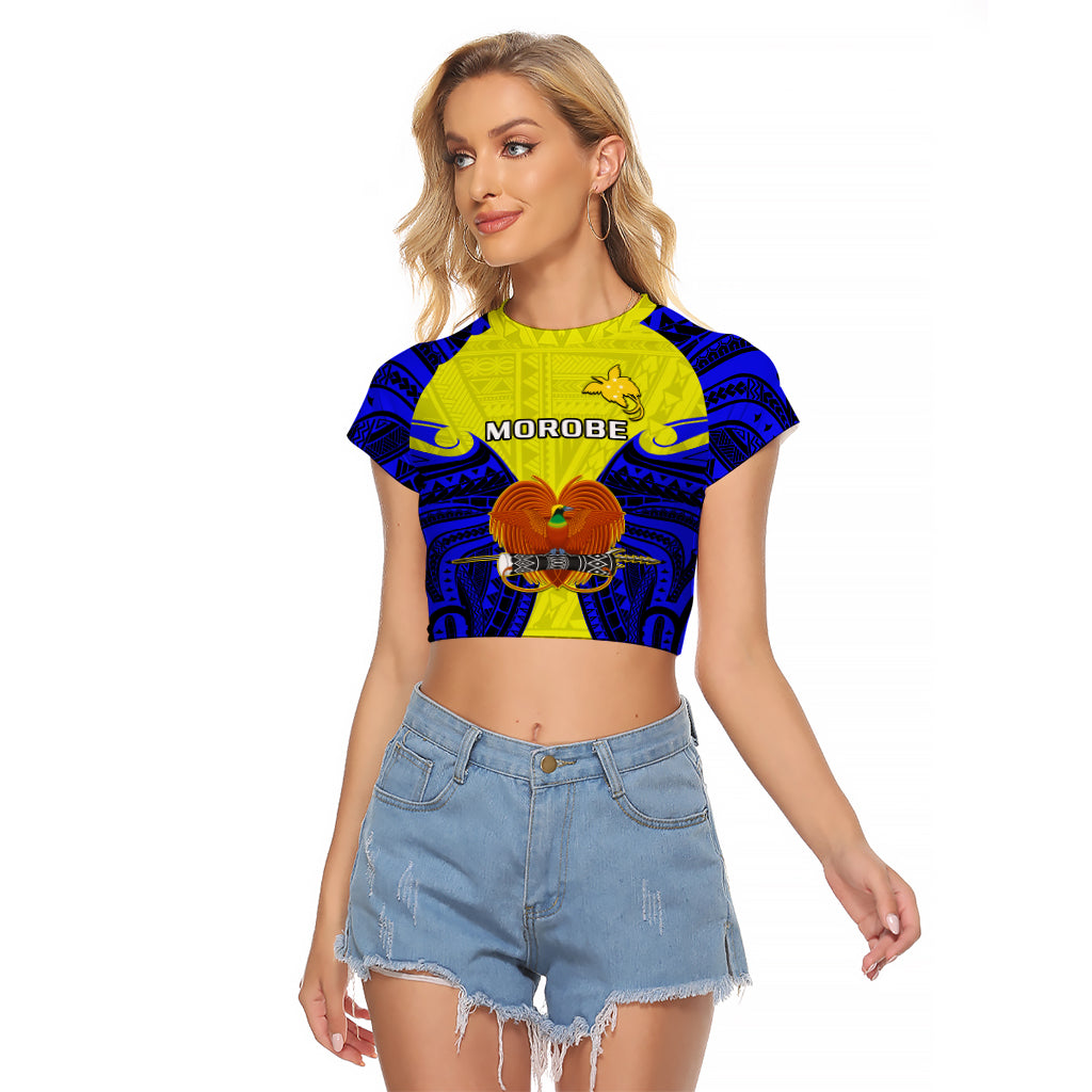 Papua New Guinea Raglan Cropped T Shirt Morobe Province Mix Coat Of Arms Polynesian Art - Wonder Print Shop