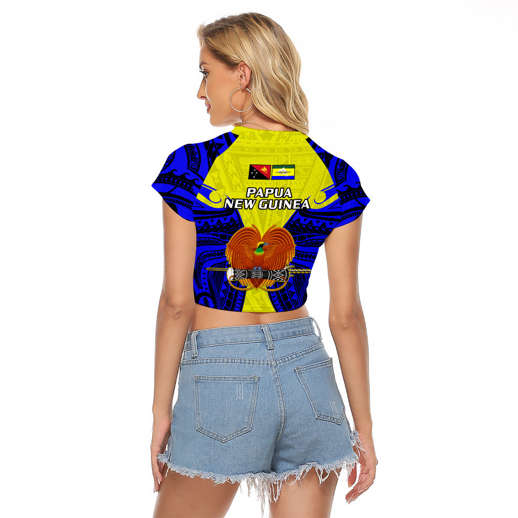 Papua New Guinea Raglan Cropped T Shirt Morobe Province Mix Coat Of Arms Polynesian Art - Wonder Print Shop