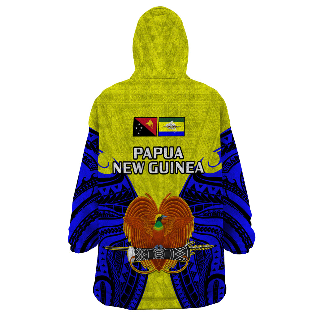 Papua New Guinea Wearable Blanket Hoodie Morobe Province Mix Coat Of Arms Polynesian Art - Wonder Print Shop
