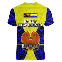 Papua New Guinea Women V Neck T Shirt Morobe Province Mix Coat Of Arms Polynesian Art - Wonder Print Shop