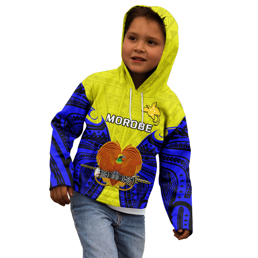 (Custom Personalised) Papua New Guinea Kid Hoodie Morobe Province Mix Coat Of Arms Polynesian Art - Wonder Print Shop