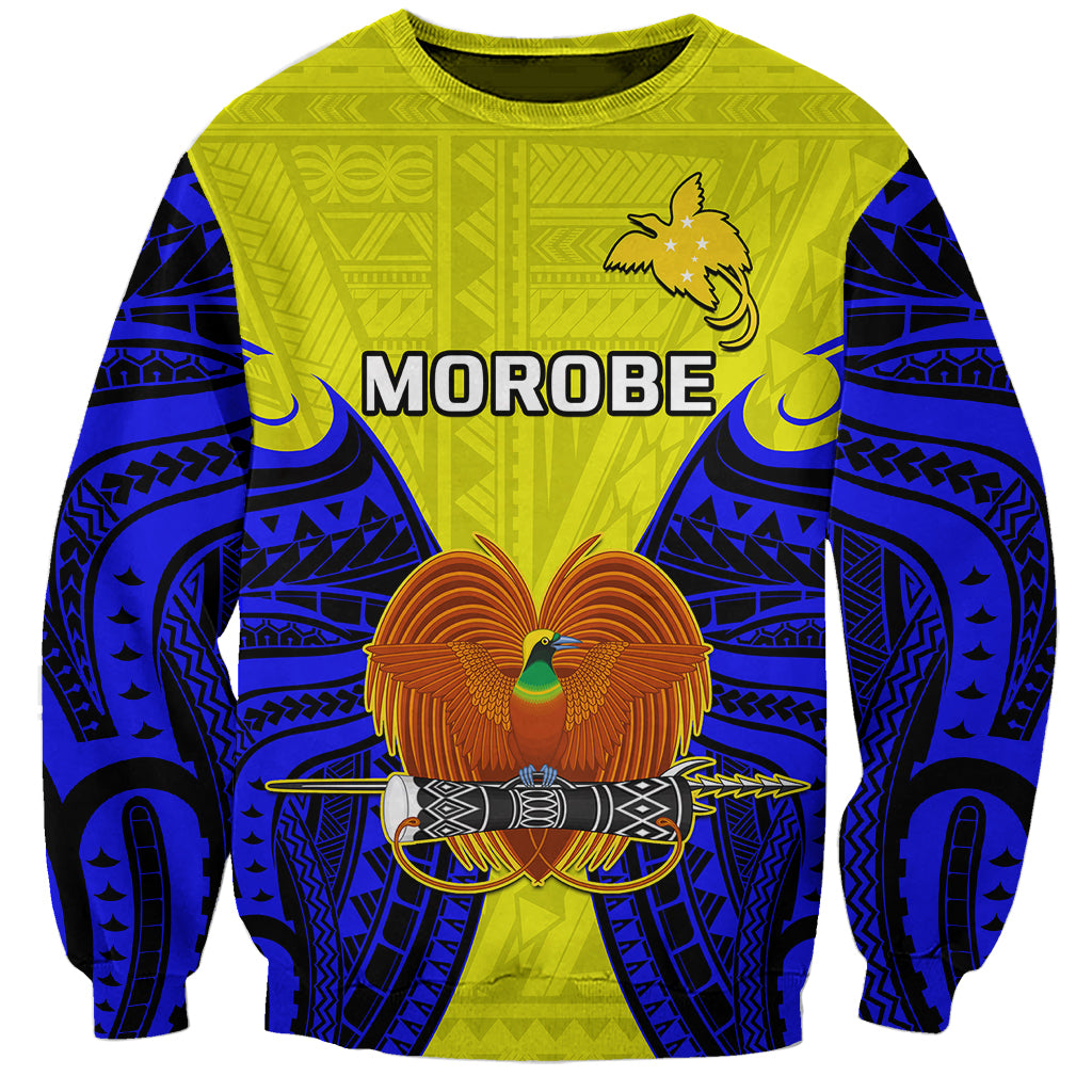 (Custom Personalised) Papua New Guinea Sweatshirt Morobe Province Mix Coat Of Arms Polynesian Art - Wonder Print Shop