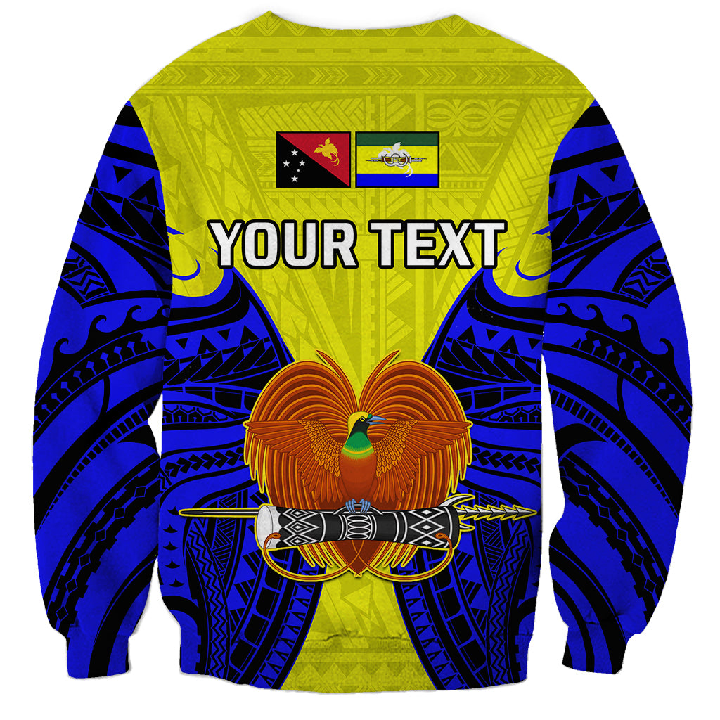 (Custom Personalised) Papua New Guinea Sweatshirt Morobe Province Mix Coat Of Arms Polynesian Art - Wonder Print Shop