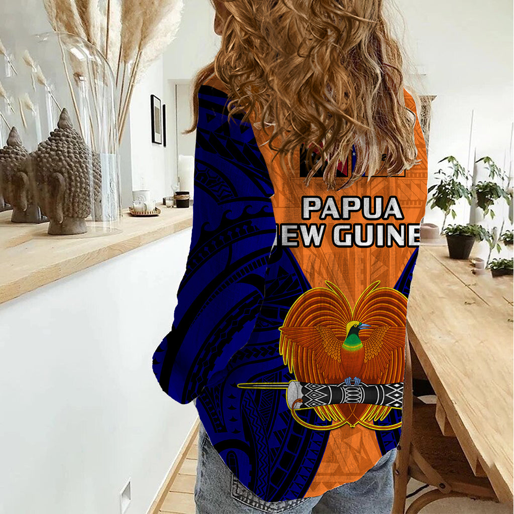 Papua New Guinea Women Casual Shirt New Ireland Province Mix Coat Of Arms Polynesian Art - Wonder Print Shop