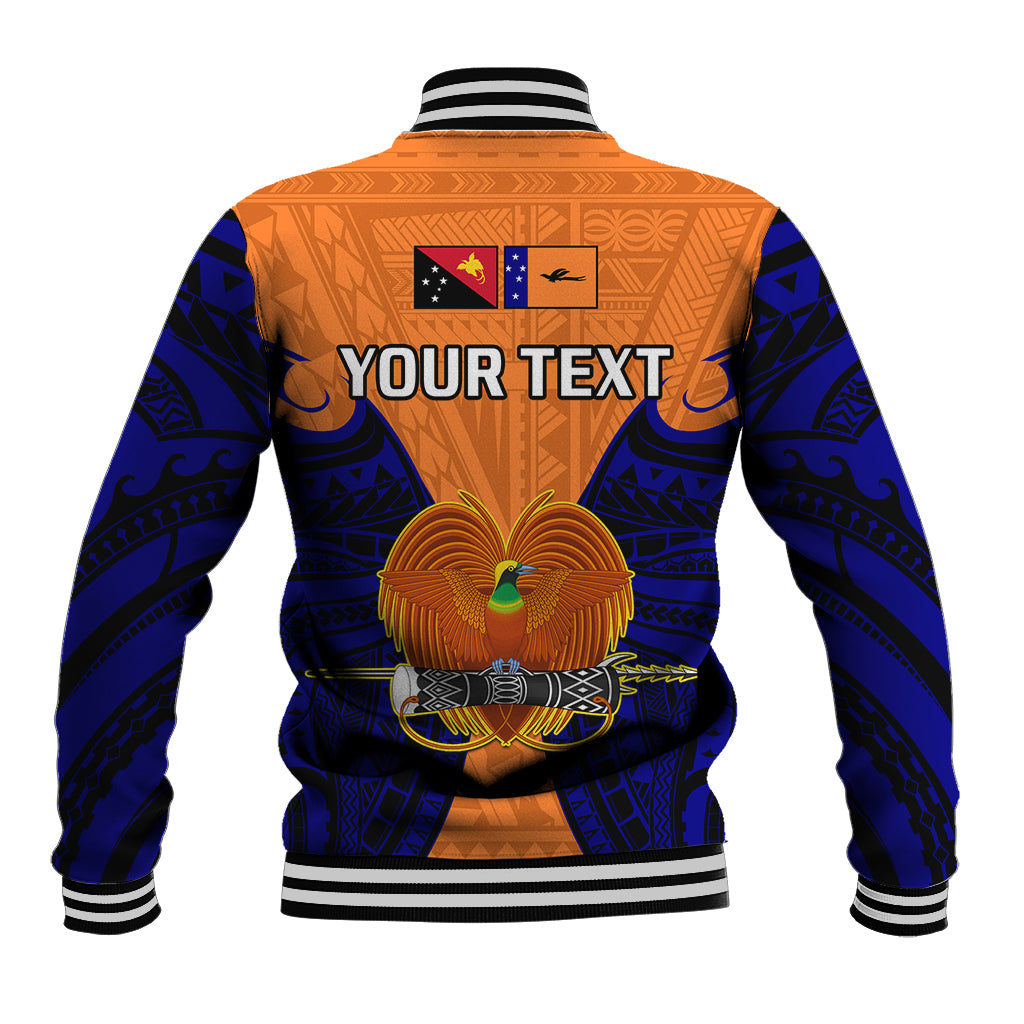 (Custom Personalised) Papua New Guinea Baseball Jacket New Ireland Province Mix Coat Of Arms Polynesian Art - Wonder Print Shop