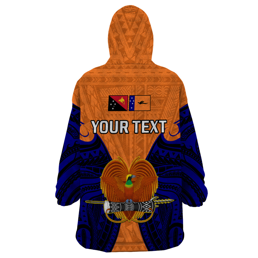 (Custom Personalised) Papua New Guinea Wearable Blanket Hoodie New Ireland Province Mix Coat Of Arms Polynesian Art - Wonder Print Shop