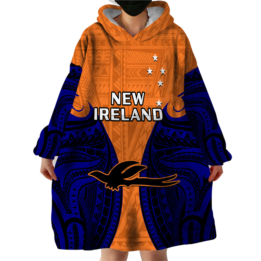 (Custom Personalised) Papua New Guinea Wearable Blanket Hoodie New Ireland Province Mix Coat Of Arms Polynesian Art - Wonder Print Shop