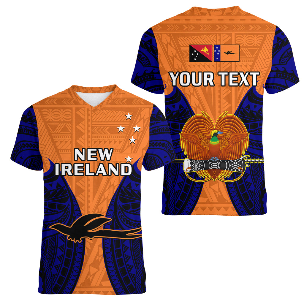 (Custom Personalised) Papua New Guinea Women V Neck T Shirt New Ireland Province Mix Coat Of Arms Polynesian Art - Wonder Print Shop