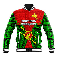 Papua New Guinea Baseball Jacket Southern Highlands Province Mix Coat Of Arms Polynesian Art - Wonder Print Shop