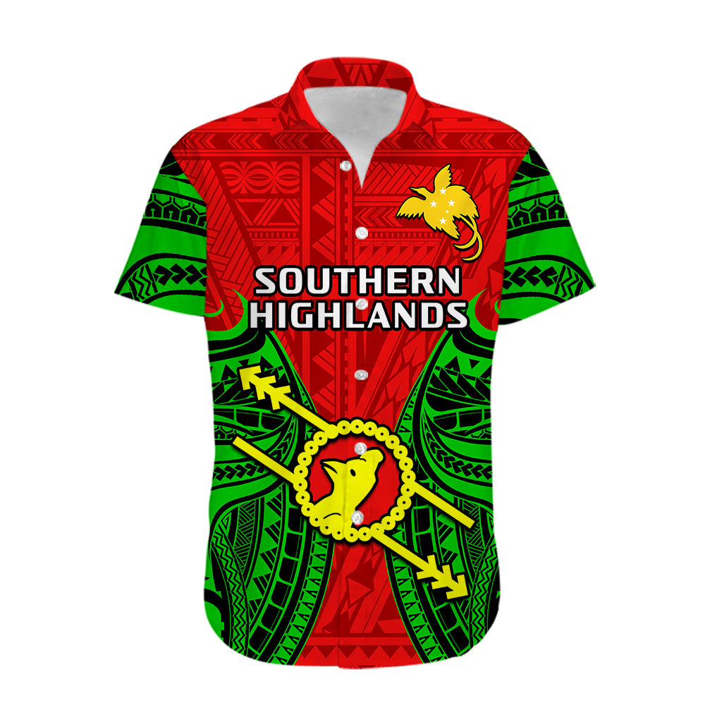Papua New Guinea Hawaiian Shirt Southern Highlands Province Mix Coat Of Arms Polynesian Art - Wonder Print Shop