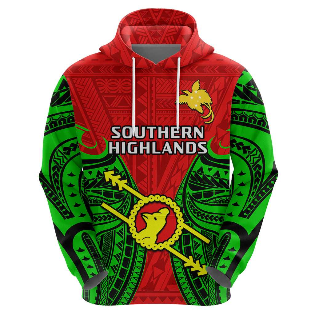 Papua New Guinea Hoodie Southern Highlands Province Mix Coat Of Arms Polynesian Art - Wonder Print Shop