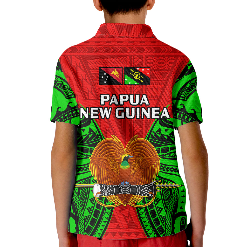 Papua New Guinea Polo Shirt for Kid Southern Highlands Province Mix Coat Of Arms Polynesian Art - Wonder Print Shop