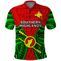 Papua New Guinea Polo Shirt Southern Highlands Province Mix Coat Of Arms Polynesian Art - Wonder Print Shop