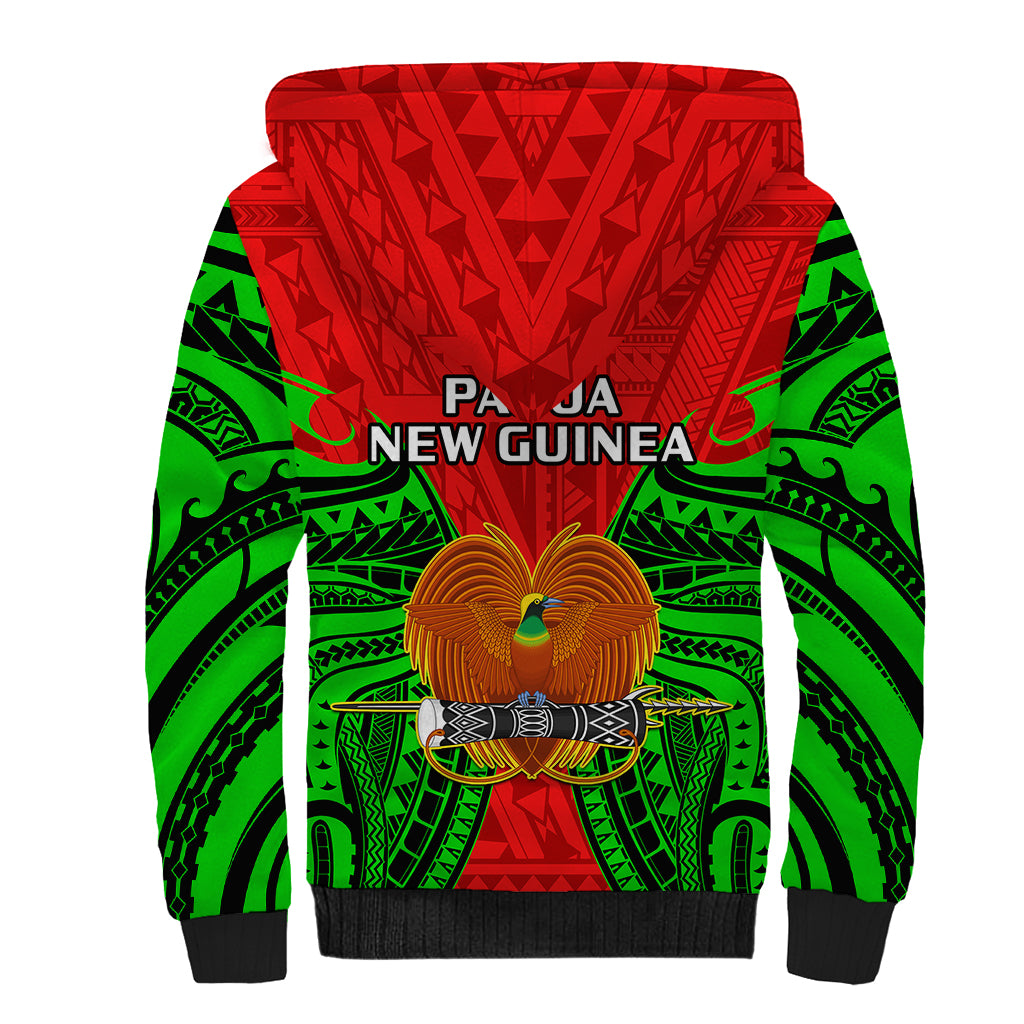 Papua New Guinea Sherpa Hoodie Southern Highlands Province Mix Coat Of Arms Polynesian Art - Wonder Print Shop