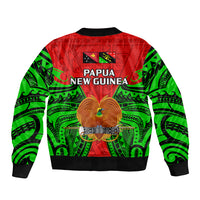 Papua New Guinea Sleeve Zip Bomber Jacket Southern Highlands Province Mix Coat Of Arms Polynesian Art - Wonder Print Shop