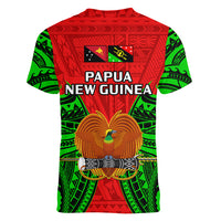 Papua New Guinea Women V Neck T Shirt Southern Highlands Province Mix Coat Of Arms Polynesian Art - Wonder Print Shop