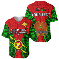 (Custom Personalised) Papua New Guinea Baseball Jersey Southern Highlands Province Mix Coat Of Arms Polynesian Art - Wonder Print Shop