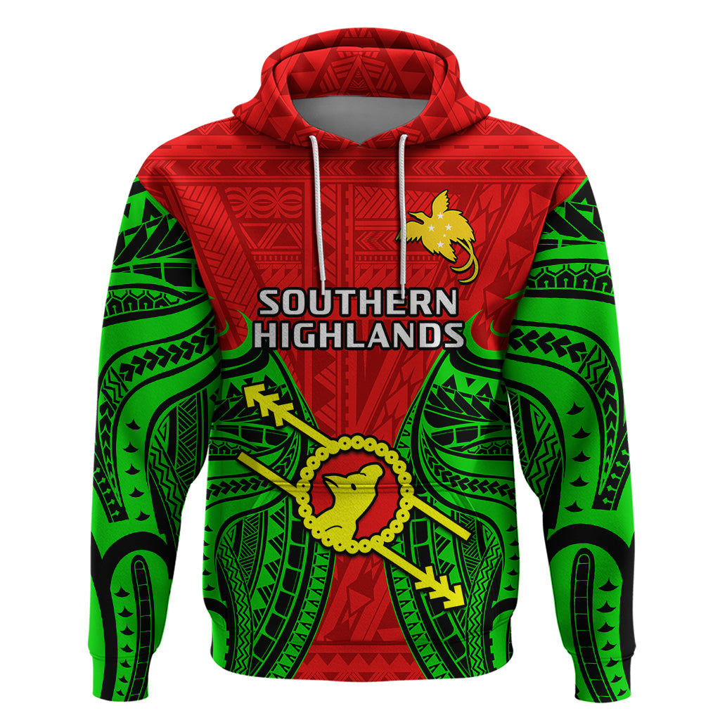 Custom Papua New Guinea Hoodie Southern Highlands Province Mix Coat Of Arms Polynesian Art - Wonder Print Shop