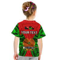 Kids T-shirt back graphic with 'YOUR TEXT' and coat of arms emblem