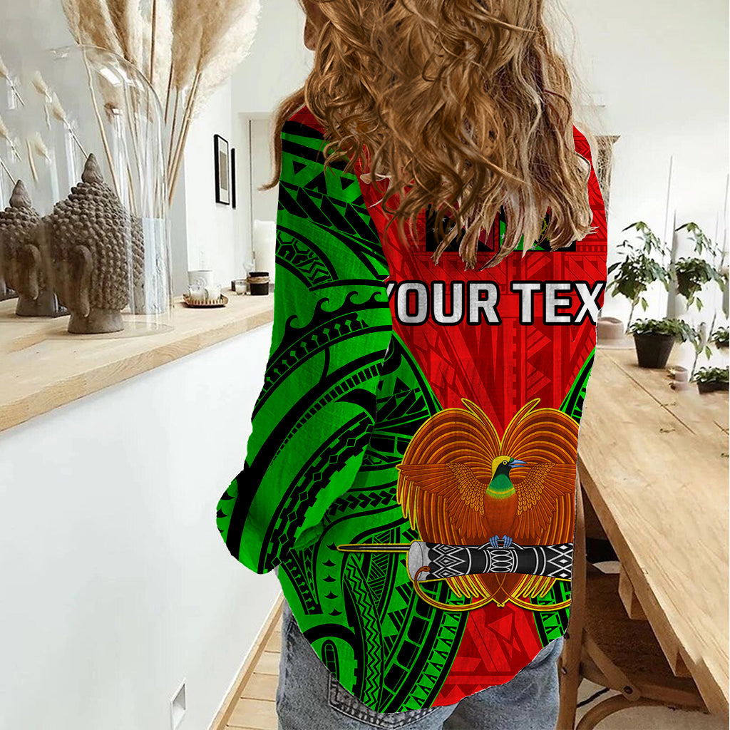 (Custom Personalised) Papua New Guinea Women Casual Shirt Southern Highlands Province Mix Coat Of Arms Polynesian Art - Wonder Print Shop
