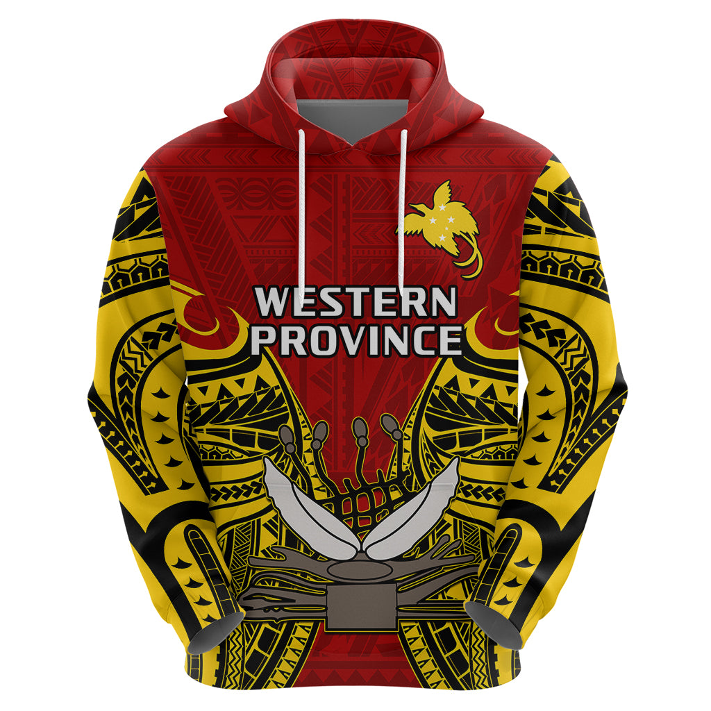 Papua New Guinea Hoodie Western Province Mix Coat Of Arms Polynesian Art - Wonder Print Shop