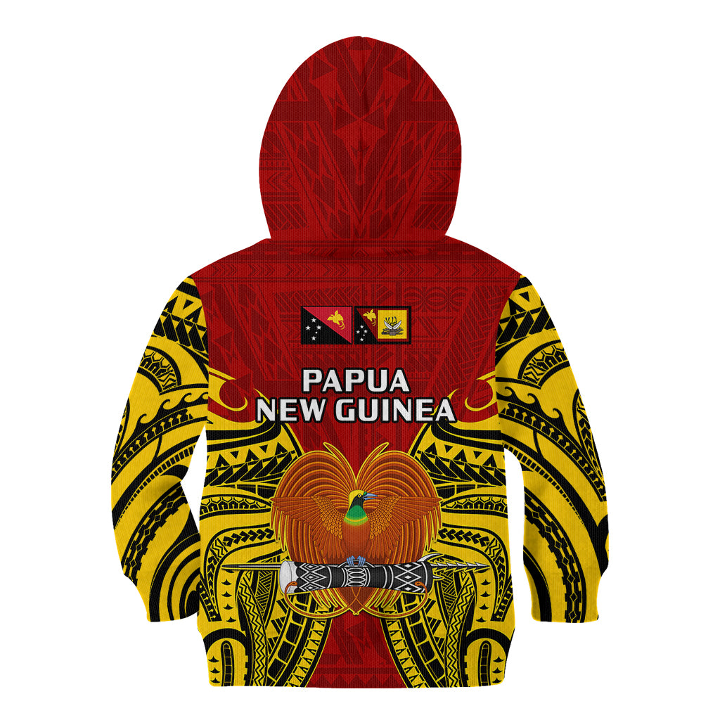 Papua New Guinea Kid Hoodie Western Province Mix Coat Of Arms Polynesian Art - Wonder Print Shop