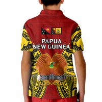 Papua New Guinea Polo Shirt for Kid Western Province Mix Coat Of Arms Polynesian Art - Wonder Print Shop