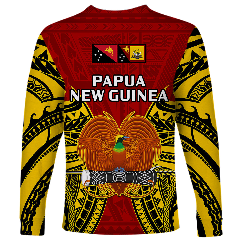 Papua New Guinea Long Sleeve Shirt Western Province Mix Coat Of Arms Polynesian Art - Wonder Print Shop