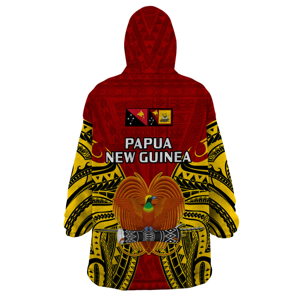 Papua New Guinea Wearable Blanket Hoodie Western Province Mix Coat Of Arms Polynesian Art - Wonder Print Shop