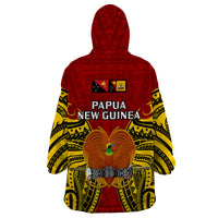 Papua New Guinea Wearable Blanket Hoodie Western Province Mix Coat Of Arms Polynesian Art - Wonder Print Shop