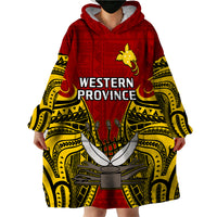 Papua New Guinea Wearable Blanket Hoodie Western Province Mix Coat Of Arms Polynesian Art - Wonder Print Shop