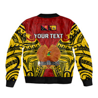 (Custom Personalised) Papua New Guinea Bomber Jacket Western Province Mix Coat Of Arms Polynesian Art - Wonder Print Shop