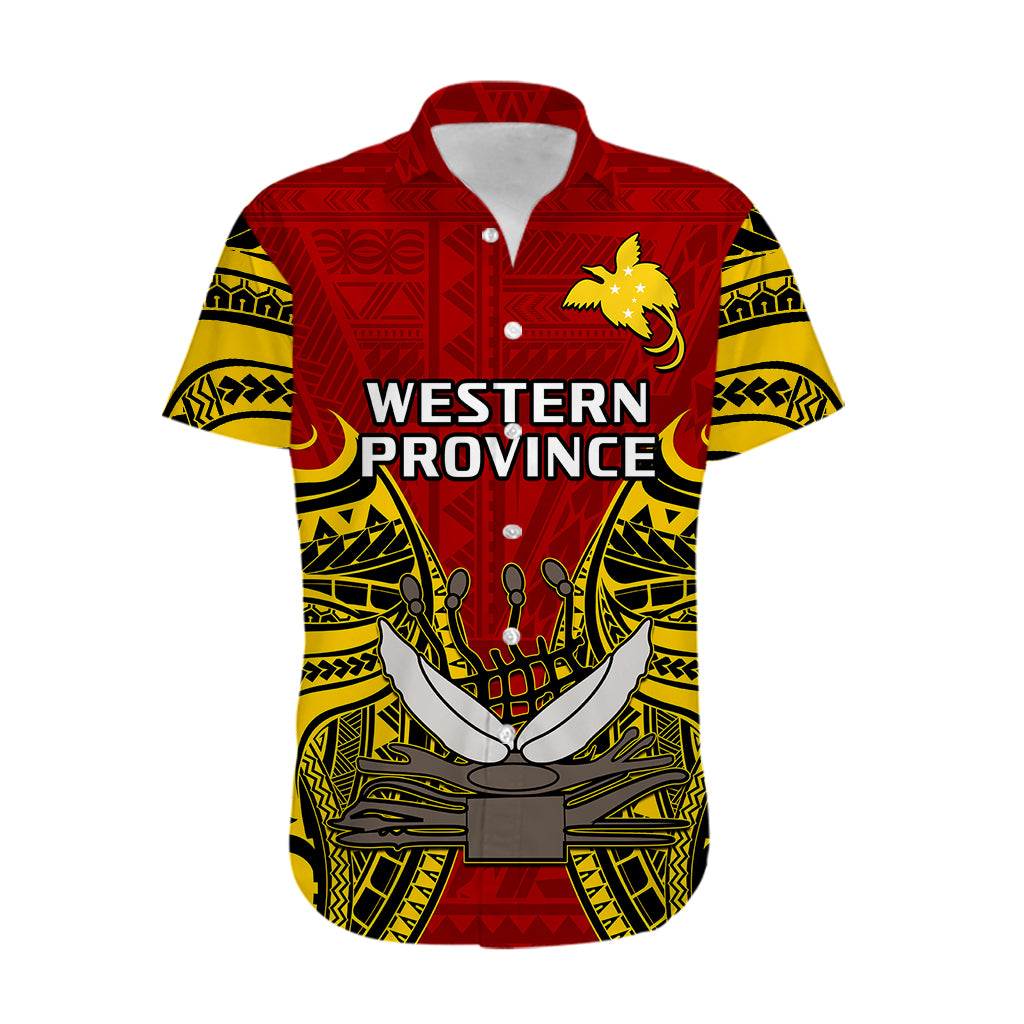(Custom Personalised) Papua New Guinea Hawaiian Shirt Western Province Mix Coat Of Arms Polynesian Art - Wonder Print Shop