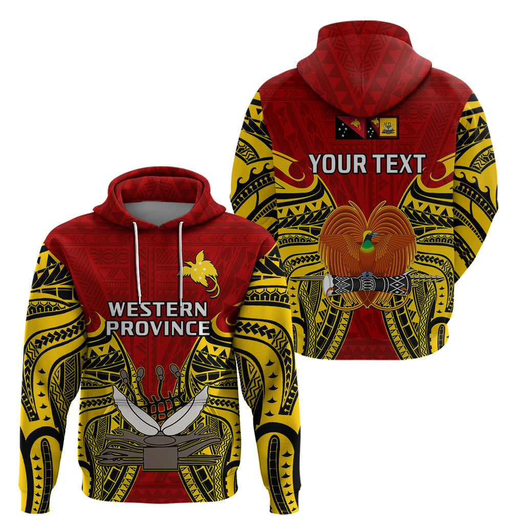 Custom Papua New Guinea Hoodie Western Province Mix Coat Of Arms Polynesian Art - Wonder Print Shop